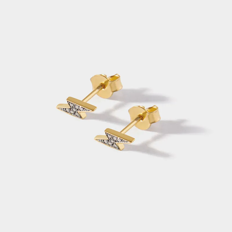 Edge of Ember Studs | Style | Bolt Diamond Stud Earrings - Yellow Gold