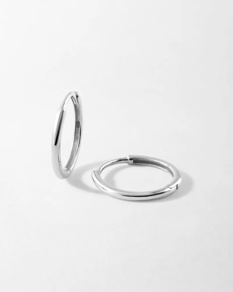 Edge of Ember Huggies | Hoops | Classic Huggie Earrings - White Gold