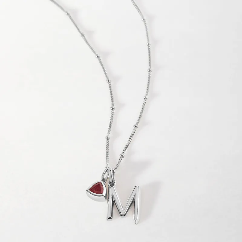Edge of Ember Birthstones And Zodiac | Engravable | Coin Deco Birthstone Necklace