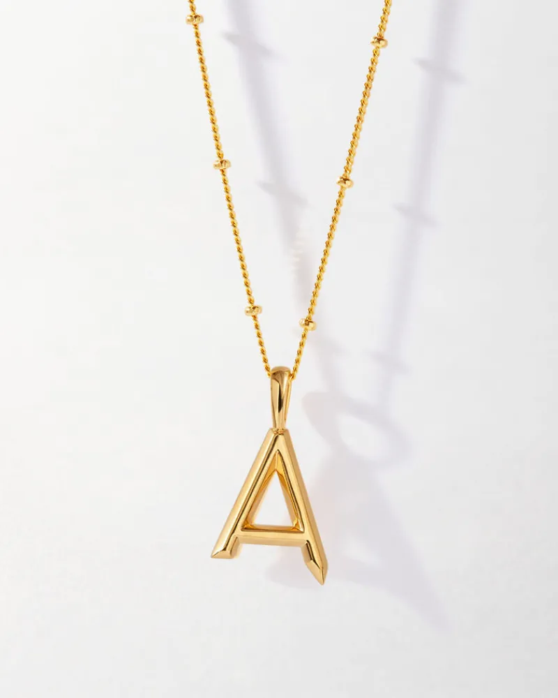 Edge of Ember Initial | Style | Double Initial Necklace - Gold