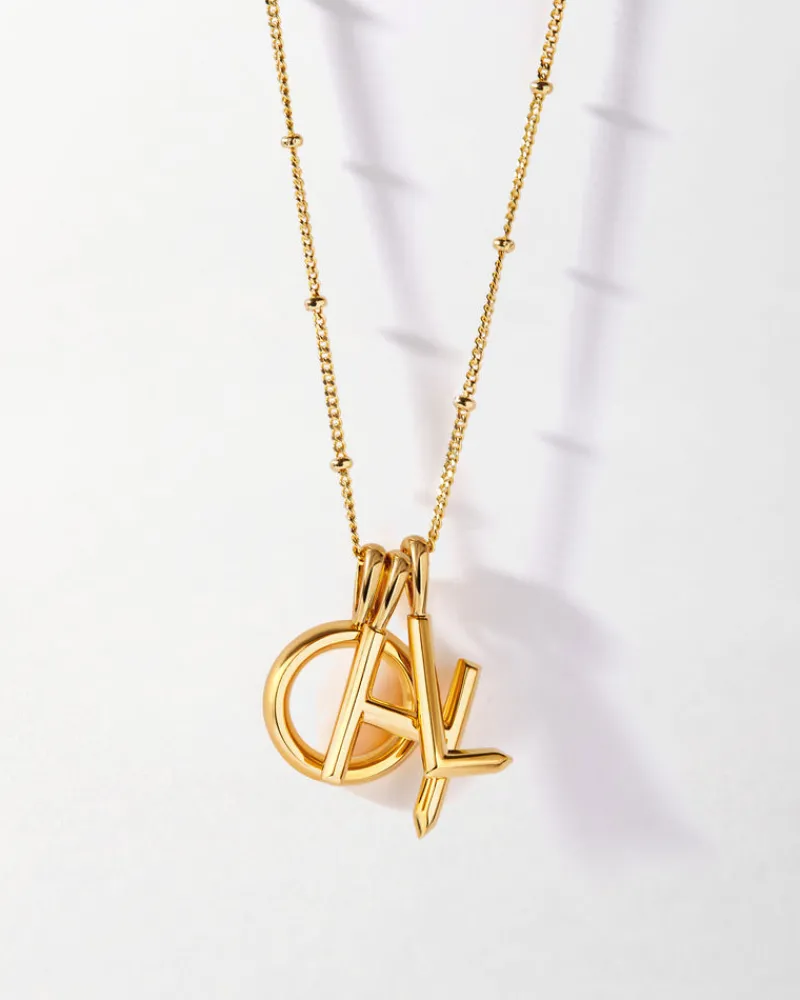Edge of Ember Initial | Style | Double Initial Necklace - Gold