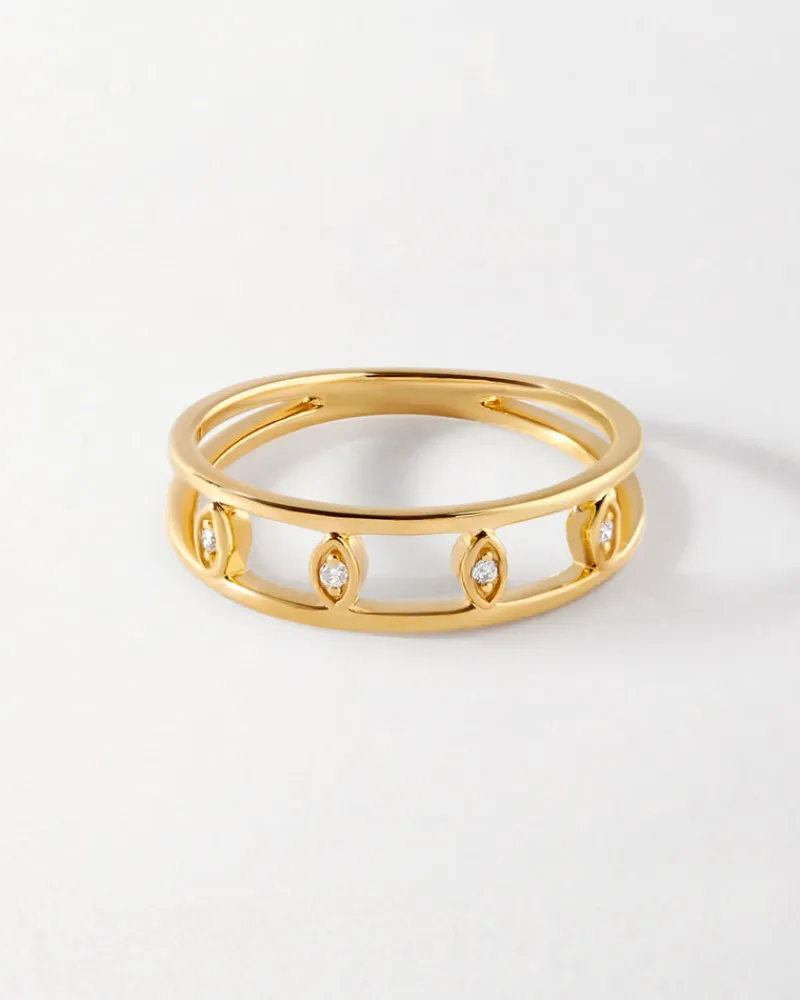 Edge of Ember Dainty | All Rings | Floating Diamond Ring - Yellow Gold