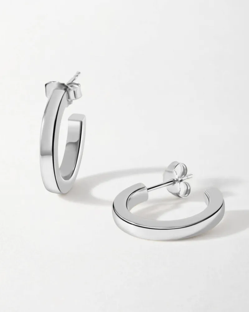 Edge of Ember Hoops | Style | Large Everyday Hoops - Silver