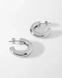 Edge of Ember Hoops | Style | Link Hoop Earrings - Silver