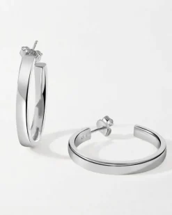 Edge of Ember Hoops | Style | Medium Everyday Hoops - Silver
