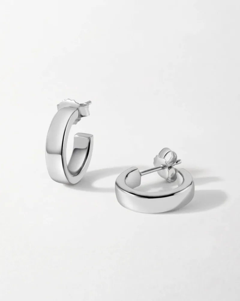 Edge of Ember Hoops | Style | Medium Everyday Hoops - Silver