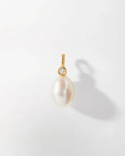 Edge of Ember Style | Pearl Pave Diamond Huggie Earrings