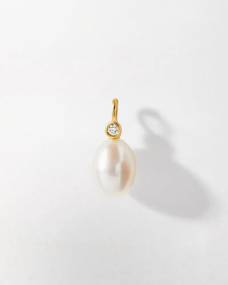 Edge of Ember Style | Pearl Pave Diamond Huggie Earrings