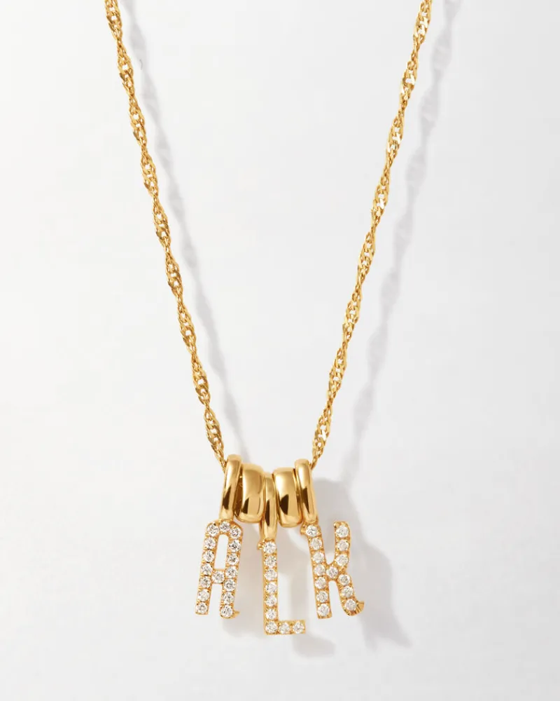 Edge of Ember Initial | Style | Solid Gold Initial Necklace