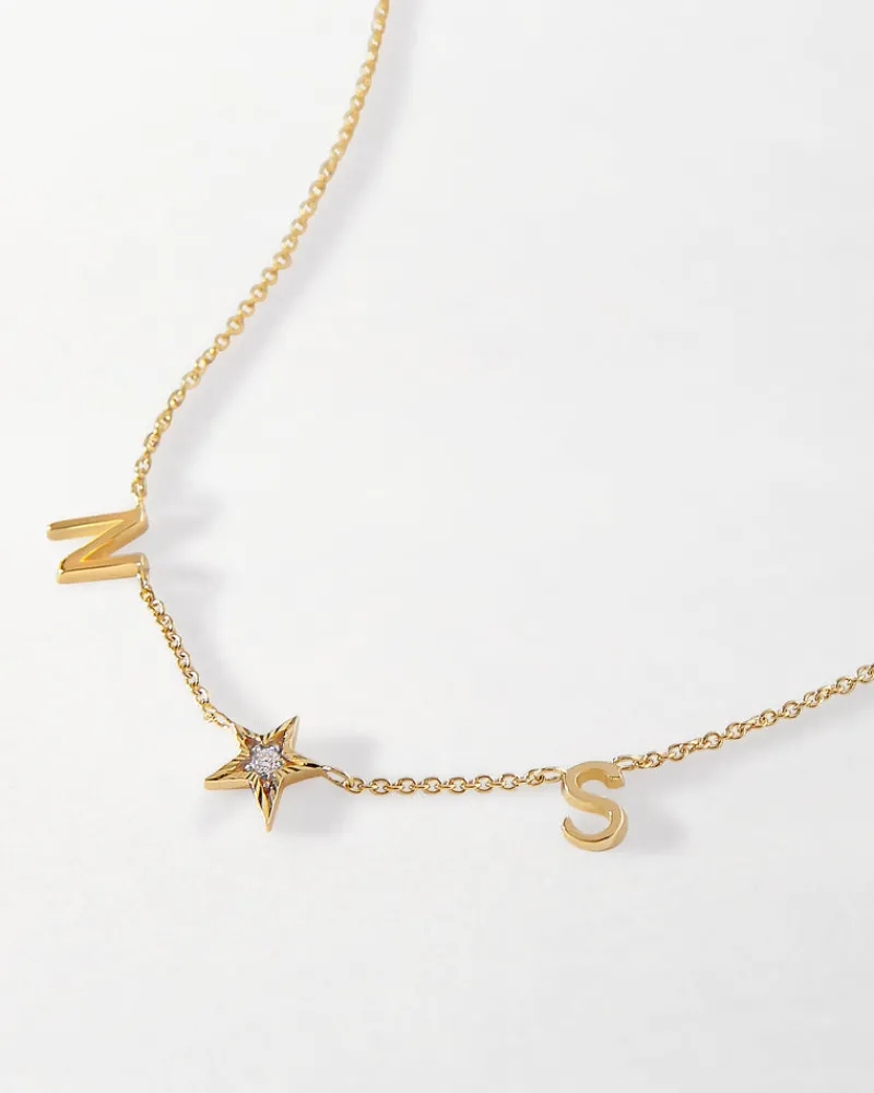 Edge of Ember Initial | Style | Solid Gold Initial Necklace