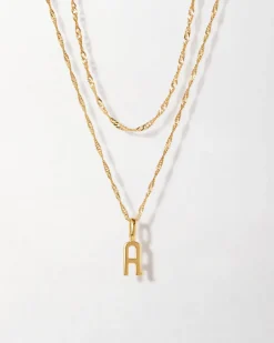 Edge of Ember Initial | Style | Solid Gold Initial Necklace