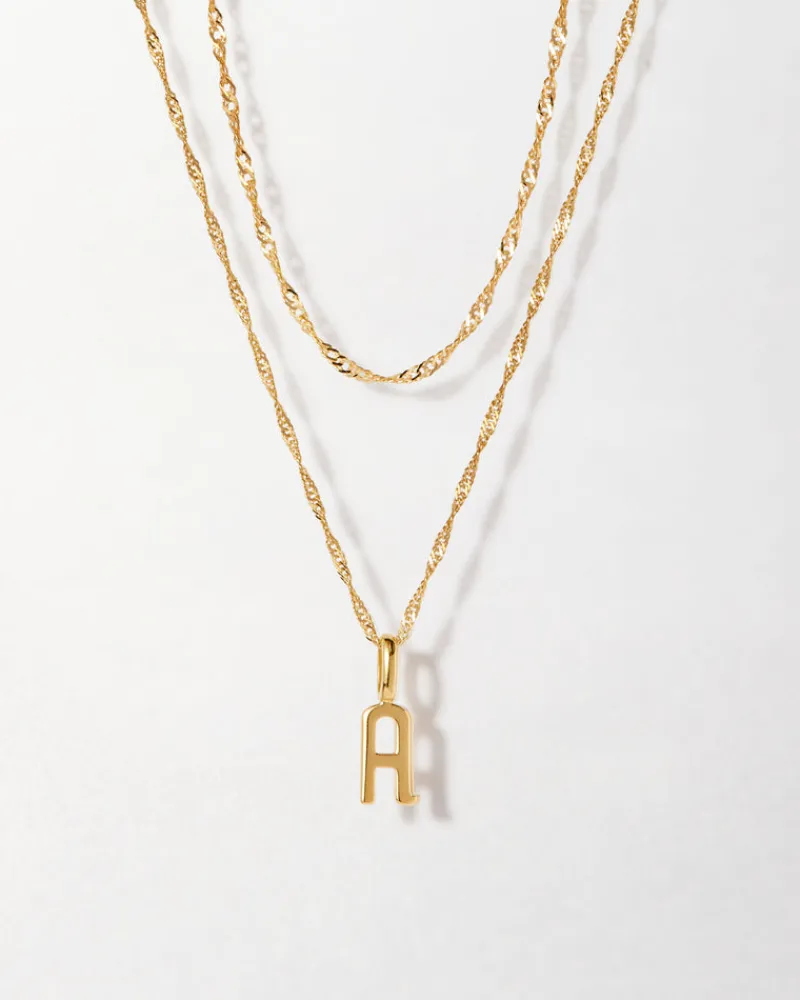 Edge of Ember Initial | Style | Solid Gold Initial Necklace
