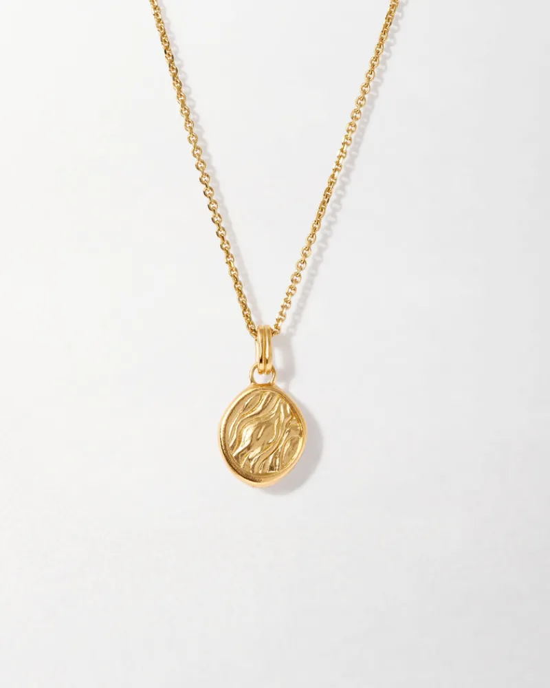 Edge of Ember Engravable | Engravable | Textured Coin Necklace - Gold