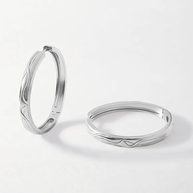 Edge of Ember Huggies | Hoops | Textured Huggies - Silver