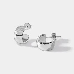 Edge of Ember Hoops | Style | Textured Large Hoops - Silver
