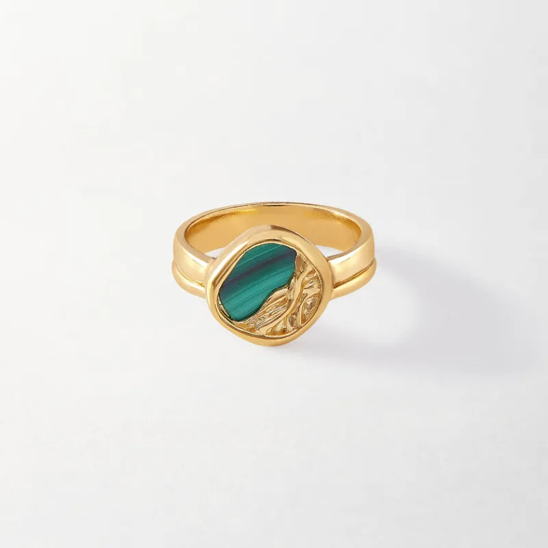 Edge of Ember Style | Textured Malachite Necklace - Gold