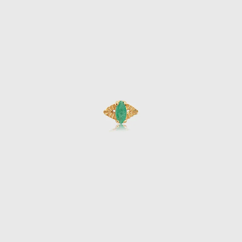 Edge of Ember Piercing | Studs | Triple Emerald Piercing Earring - Yellow Gold