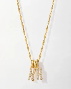Edge of Ember Solid Gold & Diamonds | Initial | Triple Initial Diamond Necklace